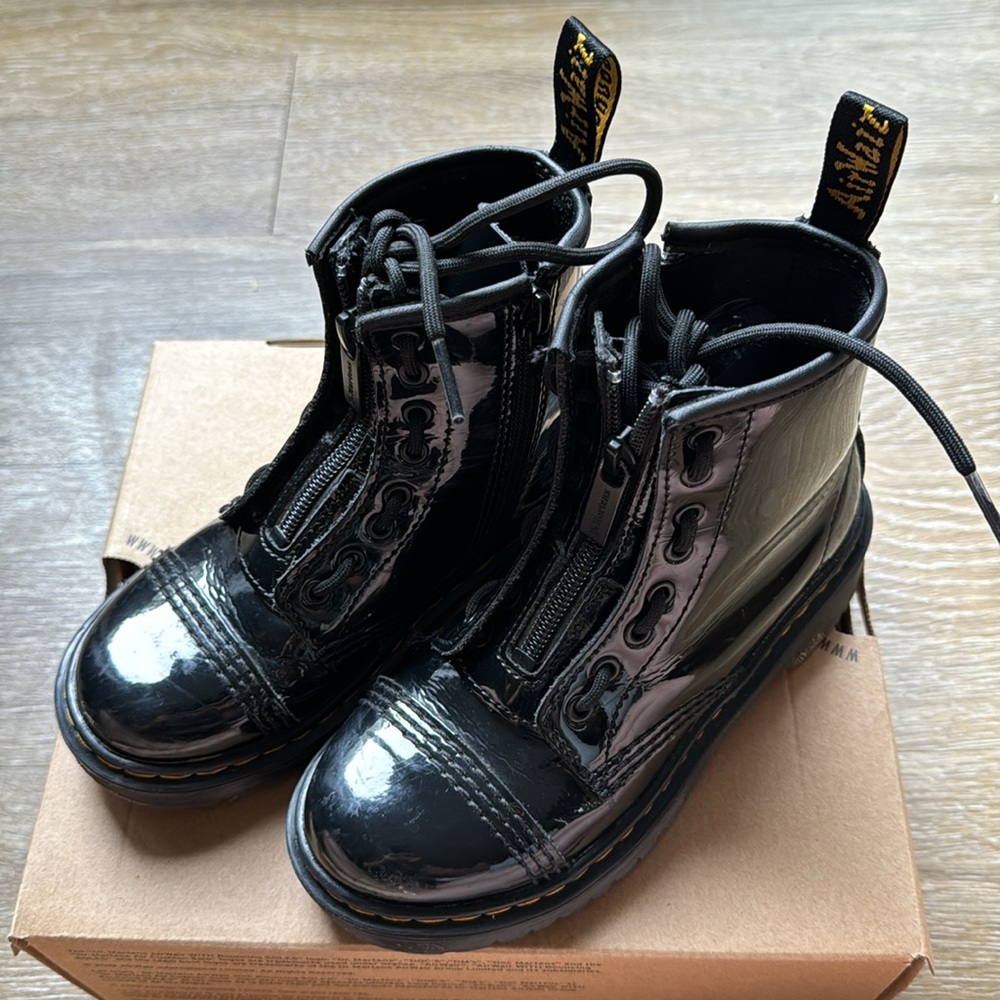 Dr.Martens Black Patent Leather Boots Kids Size 13 US